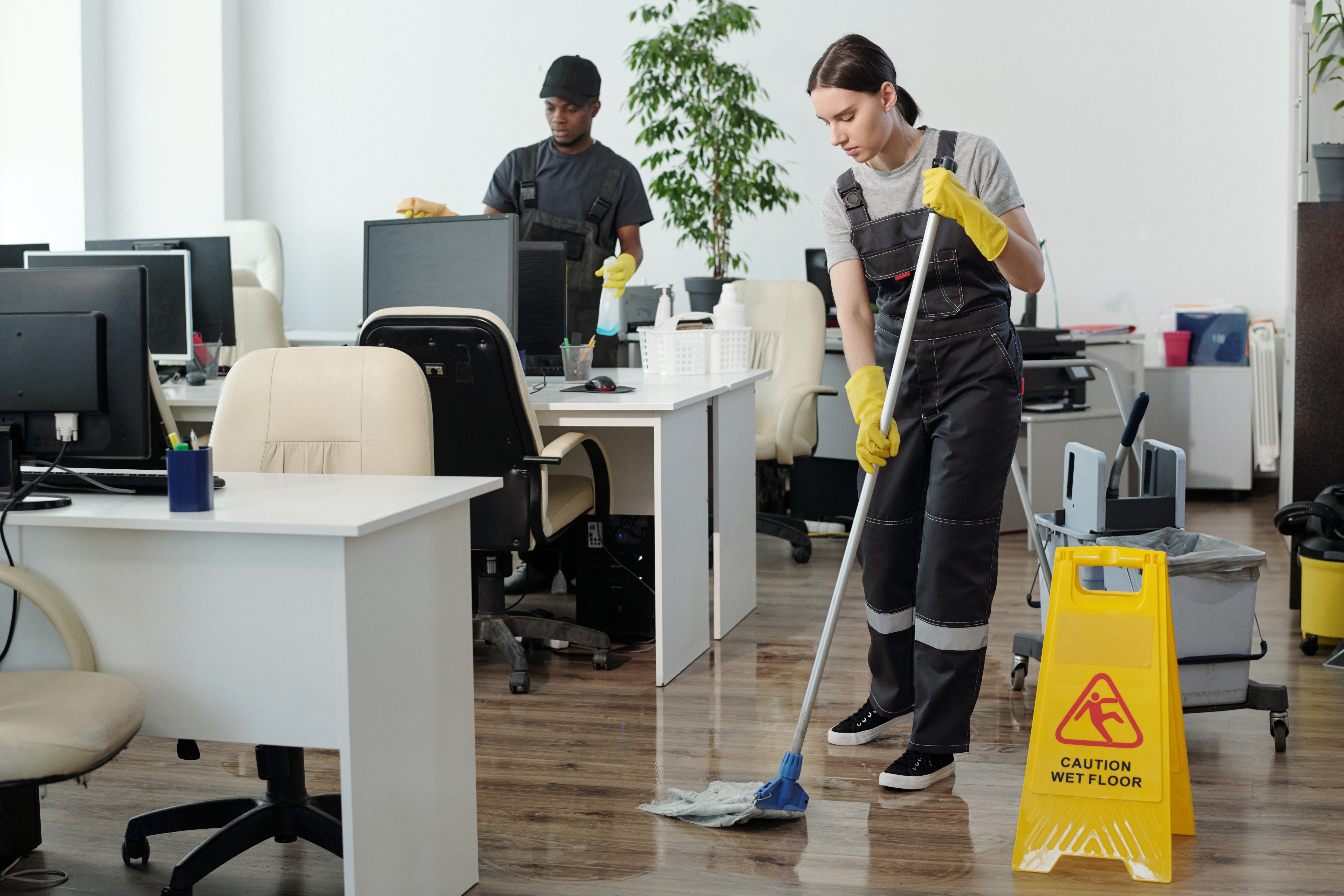 Tropicali cleaning team at work in a commercial office